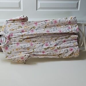 Vintage Knee High Button Down Dress Floral Pattern